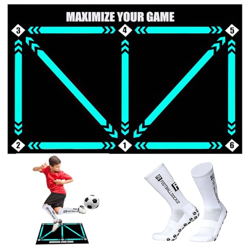 Alfombrilla de entrenamiento de fútbol con un par de calcetines antideslizantes, alfombrilla de maestría de fútbol para mejorar el entrenamiento de regate, accesorios auxiliares, alfombra