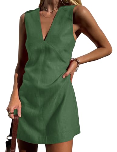 Robe d'été en lin et coton noble Megfie col V coupe fluide femme