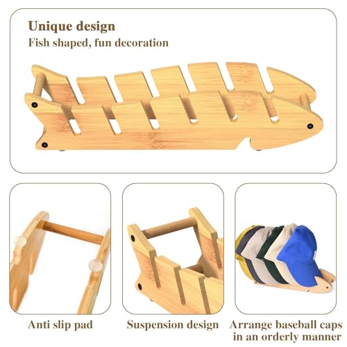 IDISON Baseball Cap Hutständer, Cap Halter mit Einzigartiger Fischform, Kappenhalter für 6 Kappen, Hut-Präsentationsständer für Schlafzimmerkommode, Wäscheschrank