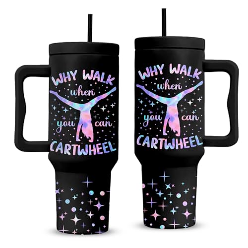 RHONGE Gymnast Gymnastic Gifts, Stainless Steel Tumbler With Handle 40 Oz, Best Gifts For...