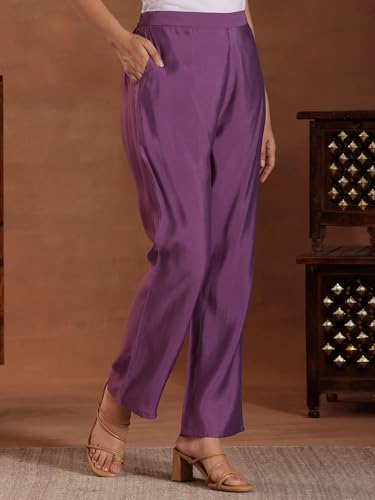 Image of Libas Womens Embellished Silk Blend Straight Kurta With Trousers and Dupatta | ethnic wear | bridal suit | wedding dress | occasion wear
