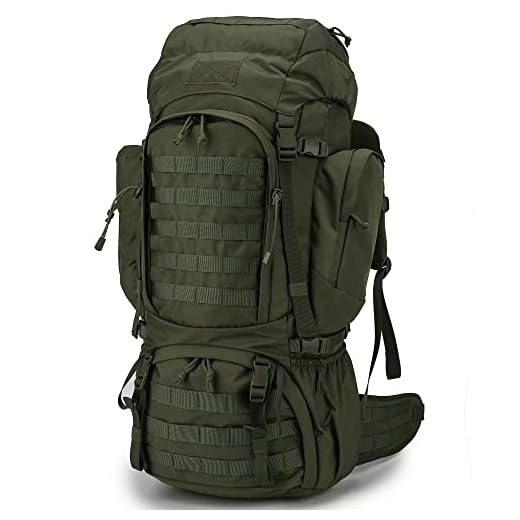 Mardingtop 60L Internal Frame Backpack Tactical Military Molle Rucksack for Camping Hiking Traveling with Rain Cover, YKK Zipper YKK Buckle Army Green-6226