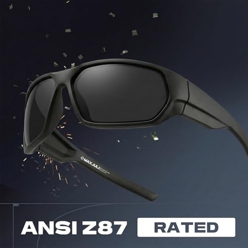 Image of MAXJULI XL Z87 Wrap Around Sports Sunglasses for Big Wide Heads Men TR90 Ultralight UV400 Protection Safety Glasses 8707