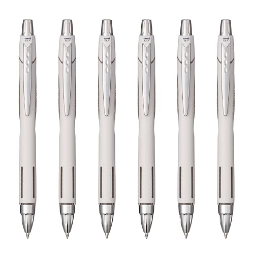 Image of Uni-Ball Jetstream RT Ballpoint Pen, Fine Point (0.7mm), Shell White Barrel, Black Ink, 6 Pens