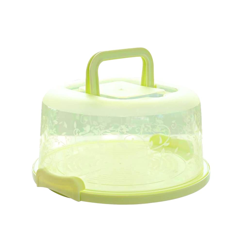 Tsawntd Portable Cake Box Carrier Handle Container Pie Storage Cupcake Green Round Transporting Lid Clip Lock Cake Container Pie Storage Box Cupcake Carrier Round