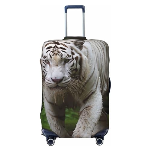 Elastic Travel Luggage Cover for Suitcase Tsa Approved Stretch Scratch-Resistant Suitcase Protector Cover Washable Majestic White Bengal Tiger Baggage Covers Fits 18-32 Inch Luggage Case