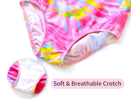 Image of Girls Bathing Suits Colorful Swimsuits with UPF 50 + Sun Protection Sleeveless Toddler Kids One Piece Swimwear