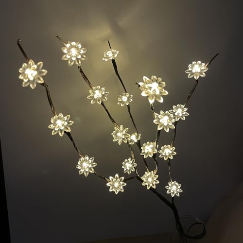 Image of Ulalaza 27.5'' 2 Branches 40 LED Bulbs Twig Lamp Battery Operated LED Lighted Willow Branches Vase Fillers Use for Christmas Home Party Decoration Indoor Outdoor