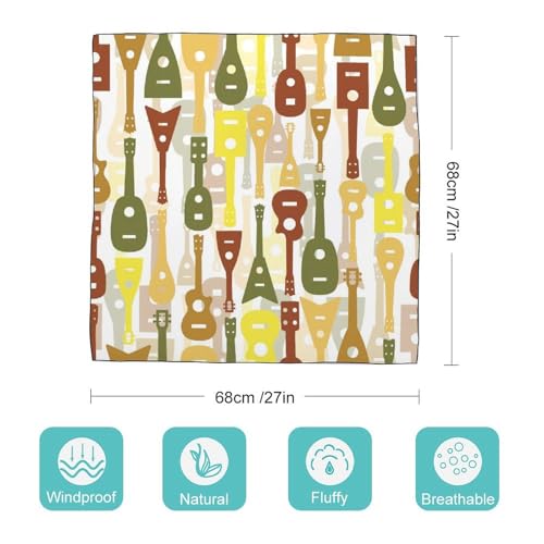 Musical Instrument of Ukulele Pattern Scarf For Women Silk Head Scarf Square Hair Scarves Shawls Hair Wraps Bandana Neckerchief Decor for Adult 27 * 27 Inches2
