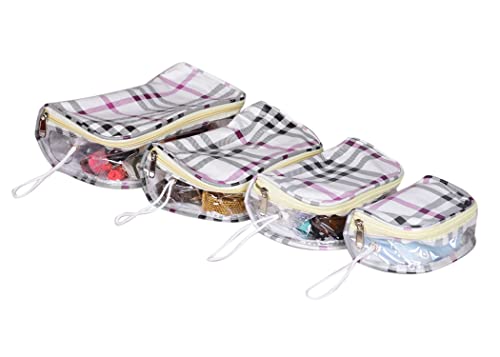 Image of Sunesh Creation Makeup Pouches Necklace Earrings Cosmetic Vanity Storage Box Jewellery Organizer Toiletry Organizer Pouch for Women (Multicolour) Set of 4