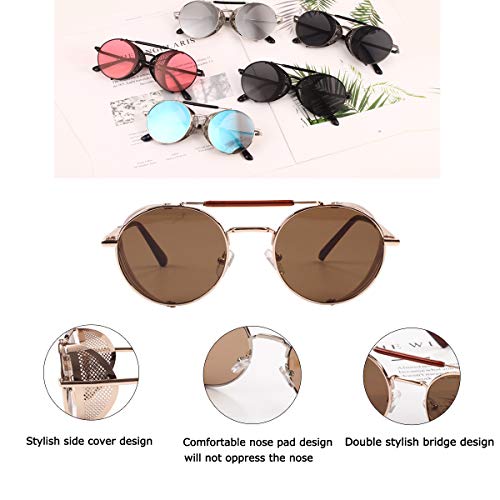 Steampunk Style Round Vintage Polarized Sunglasses Retro Eyewear UV400 Protection Matel Frame3