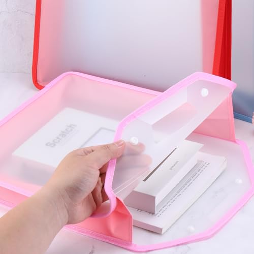 Image of PATIKIL Scrapbook Paper Storage Organizer, Inclined Scrapbook Organizer for 12x12 inch Sheet Paper Vinyl Storage with Handle for Scrapbook File Vinyl Paper Card Stock, Red