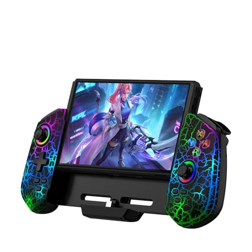 HELLCOOL Efecto Hall Mando Pro para Nintendo Switch/OLED,Reemplazo de Mando Joypad de Una Pieza para Switch Pro,Controller con Turbo/Programable/6-Ejes/Vibración/RGB/4 Ranuras para Tarjetas