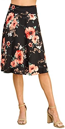 Lock and Love Women's Solid Ombre Lightweight Flare Midi Pull On ...