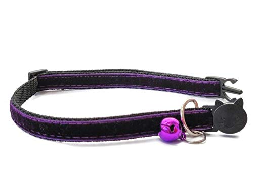 Velvet Cat Collars with Bell, Deep Purple Velvet, Cat Collar (14cm - 24cm) - Image 2