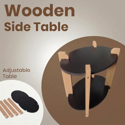 Image of Modern Oval Side Table, Home Decor for Living Room, Bed Side Tables for Bed Room, stools for Home, Furniture for Home, 2-Tier White Shelves