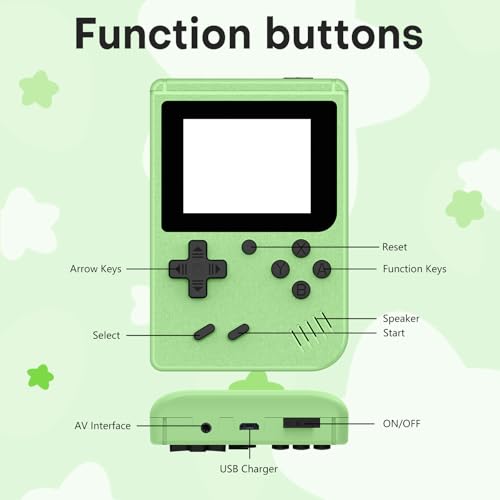 Image of Retro Gaming Console, 3.0 Inch IPS Screen Mini Retro Handheld Game Console, Built-in 400 Classic Retro Game Console, 1020mAh Rechargeable Battery(Green)