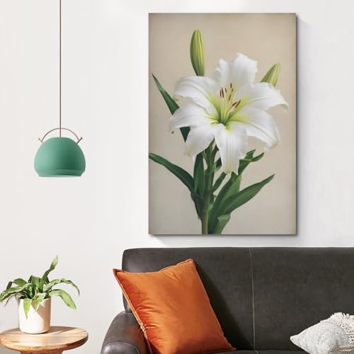 Poster lys blanc ZHOUKEG grand format 60x90 décoration murale suspendue