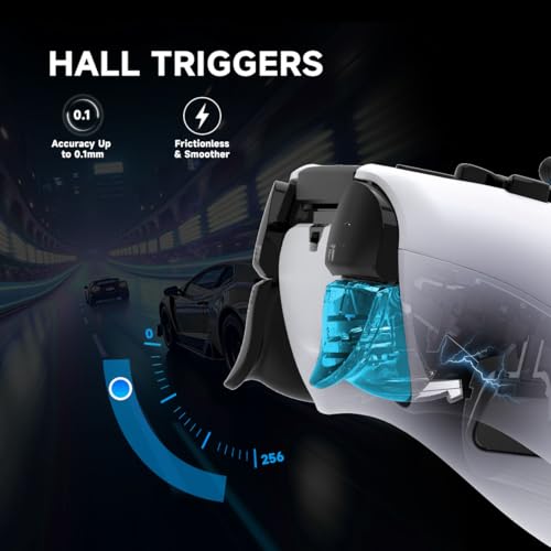 Image of ASRVA White Wireless Pro Controller for PS5, Hall Effect Joystick No Drift, 4 Back Paddles, Macro, Gyro, 1000mAh, RGB, Compatible with PS5 /Pro /Slim /PC /iOS /Android
