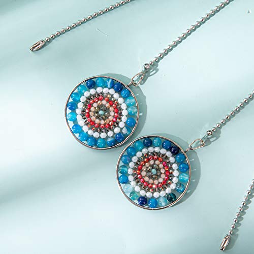Image of LONGSHENG Mandala Beads Tree of Life Fan Pull Chain Fan Light Replacement Extender Pull Chain, Pack of 2