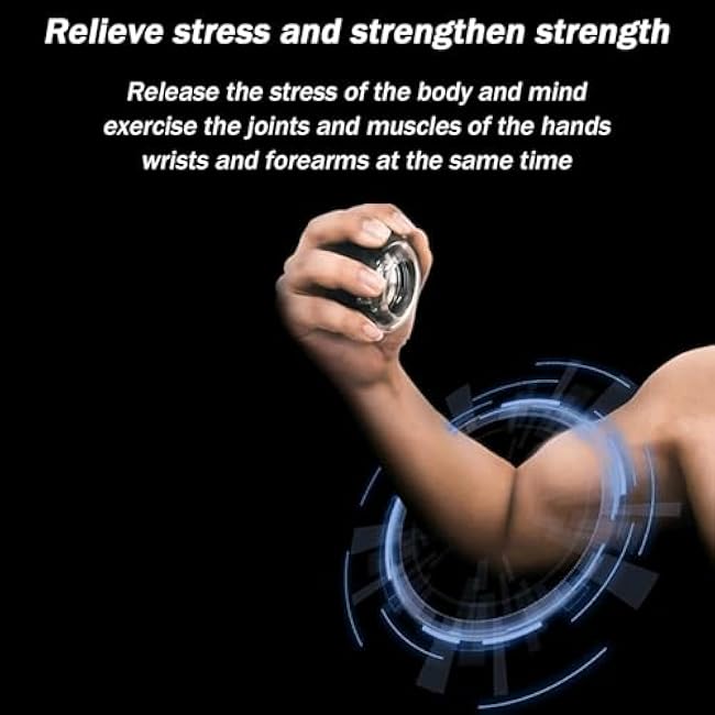 All-Metal Power Gyro Ball with Ball Bag,Hand Wrist Forearm Trainer and Strengthener for Exercise Joint and Muscle,Gyro Ball Wrist Exerciser