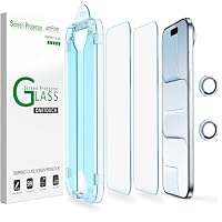 [2+2 Pack] amFilm OneTouch for iPhone 17 Air 6.5" Tempered Glass Screen Protector with Camera Lens Protector. Easiest to Installation, Bubble Free and Full Coverage Case Friendly