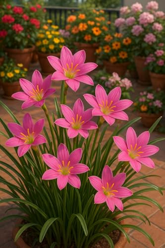 Plantogalley Rain Lily All Season Flower Bulbs (Pink Rain Lily 8 + 2 Free)