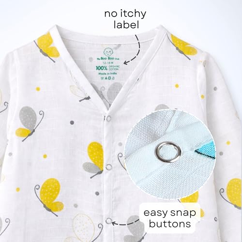 Image of The Boo Boo Club Kids 100% Cotton Muslin Printed V Neck Long Sleeve TopBottom Set | Night Suit for Baby Girl and Boy