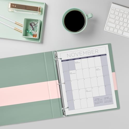 Image of Avery Two-Tone Durable View 3 Ring Binder, 1.5 Inch Slant Rings, Blush /Sage Binder (17234)