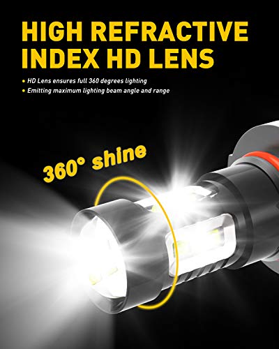 Image of AUXITO H10 9140 9145 LED Fog Light Bulbs Max 80W High Power Extremely Bright 6500K Xenon White LED Bulbs Replacement for Fog Light or DRL,Pack of 2
