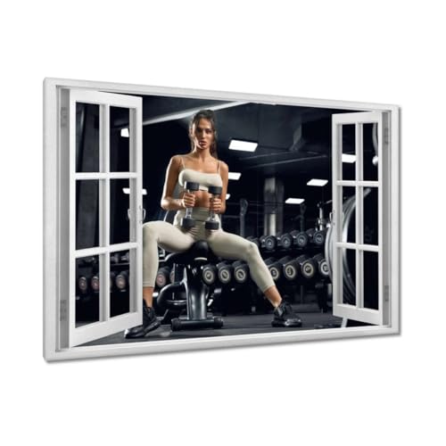 Peinture imprimée sur toile fille au gymnase 120x80cm pour décoration murale moderne