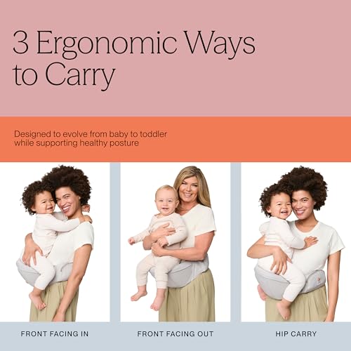 Image of Ergobaby Lift Hip Seat Baby Carrier for Babies and Toddlers 6-48 Months (17-45 lbs) - Ergonomic Baby Carrier with Storage Pockets, Hip-Healthy Positioning - Natural Beige