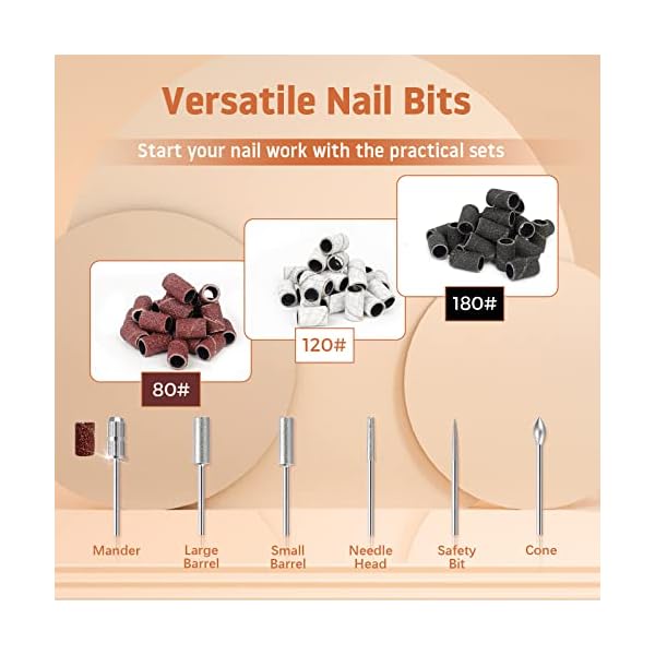 Nagelfräser Elektrische für Gelnägel 35000 u/min, Nagelfeile Maniküre Pediküre Set Professionelle Nail Drill… – Bild 7
