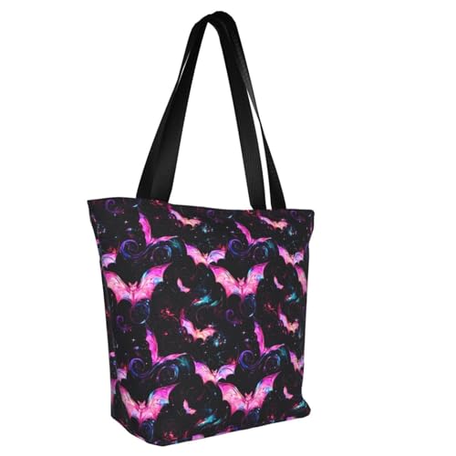 Gothic Bat Rose Flower Hallowe Bags Shoulder Tote Bag Large Handbags for Women Suitable for Travel 13 Inches2