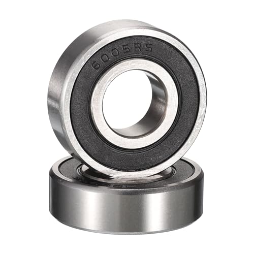 Image of HiPicco 6005-2RS Deep Groove Ball Bearings, ID 25mm x OD 47mm x Width 12mm Double Rubber Sealed Ball Bearing Pre-Lubricated Chrome Steel Z2 Lever 2pcs