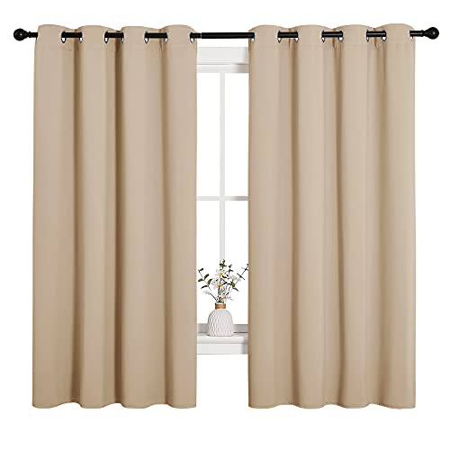 Image of NICETOWN Room Darkening Curtain Panels for Cafe, Thermal Insulated Grommet Room Darkening Draperies /Drapes for Window (Biscotti Beige, 2 Panels, W55 x L68 -inch)