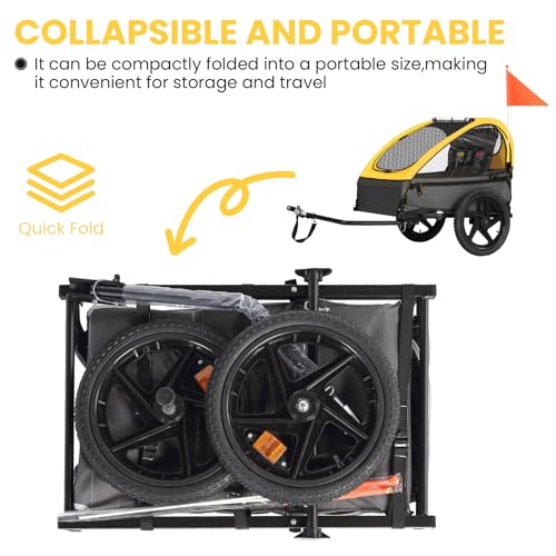 Image of Sepnine Kids Bike Trailer, Suitable for 1 to 2 Kids, 12+ Months, Quick Attach to Bike, Foldable, with 5-Point Harness and Storage Bags