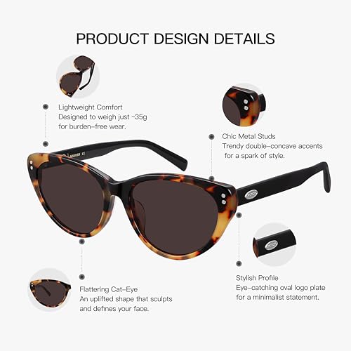 Image of Vintage Cat Eye Sunglasses Trendy Acetate ShadesUV400, Exclusive Brand of EssilorLuxottica