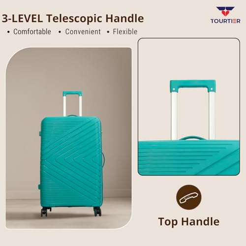 Image of Hard-Shell Luggage Trolley Bag with 360 Spinner Wheels, Large Capacity Travel Carry-On Suitcase (Style-1, Green, 28 INCH)