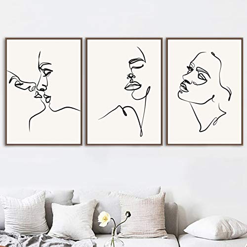 Peinture sur toile salon noir et blanc : affiche abstraite pour déco scandinave