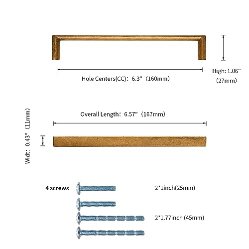 Image of 10 Pack 6.3 Inch(160mm) Kitchen Cabinet Handles Antique Brass Cabinet Pulls Kitchen Cabinet Hardware Drawer Pulls for Dresser Cupboard Wardrobe