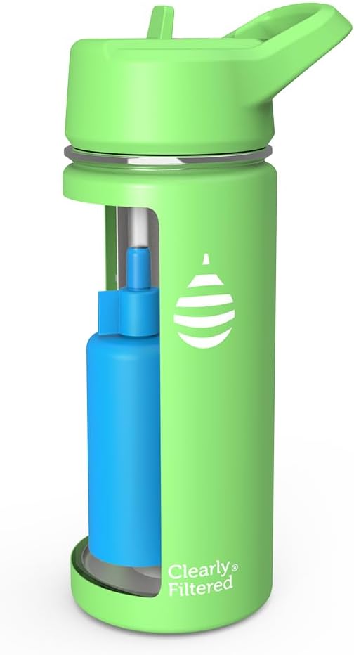 Clearly Filtered Water Bottle | Removes 220+ Contaminants, Double-Wall Insulated Stainless Steel, BPA/BPS Free, Phthalate Free, Filters Flouride Lead Chlorine (16oz, Lily Pad) - Image 2