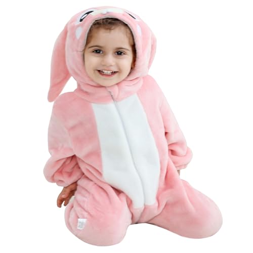 MivBuks Baby Strampler mit Kapuze Overall Neugeborene Baby Flanell...