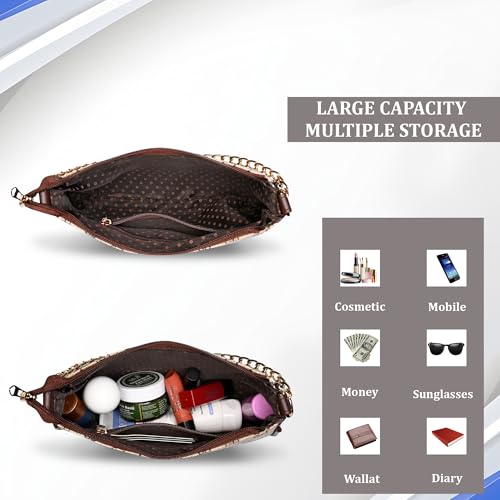 Image of Women's Stylish Printed Shoulder Bag | Trendy Daily Use Handbag with Chain Strap | Lightweight PU Leather Sling Bag for Girls & Women | Spacious & Durable Casual Fashion Purse