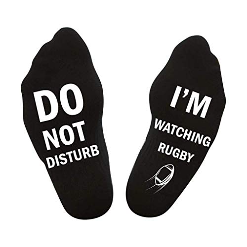 „Do Not Disturb I'm Watching“ Rugby-Socken, lustige Baumwollsocken, Für Männer und Frauen Gr. One size, Schwarz