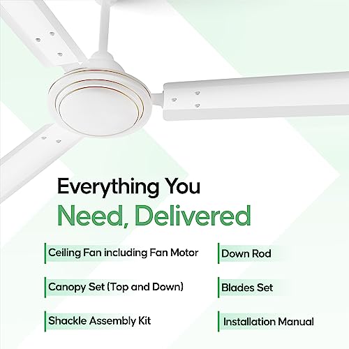 Image of LONGWAY Nexa P2 1200 mm /48 inch Ultra High Speed 3 Blade Anti-Dust Decorative Star Rated Ceiling Fan 2 Years Warranty (White, Pack of 2)