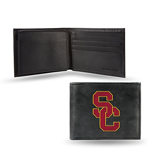 Image of Rico Industries NCAA Embroidered Leather Billfold Wallet, USC Trojans, 3.25 x 4.25-inches