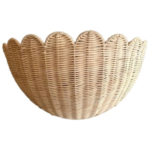 Canasta de colgantes de mimbre, canasta rústica de pared colgante de pared para frutas/vegetales/planta/artículos de tocador en la cocina/baño/sala de estar/14x6x8 pulgadas