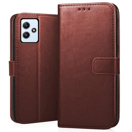 Image of CEDO Flip Cover for Redmi 12 (5G) / Redmi 12 (4G) / Poco M6 Pro (5G) | Leather Finish | Inside Pockets & Inbuilt Stand | Shockproof Wallet Style Magnetic Closure Back Case Flipcover (Brown)