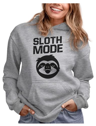 Product Image of the Tstars Sloth Mode Hoodie for Women and Teen Girls - Lazy Day Pullover Gift for Animal Lovers Medium Grey
